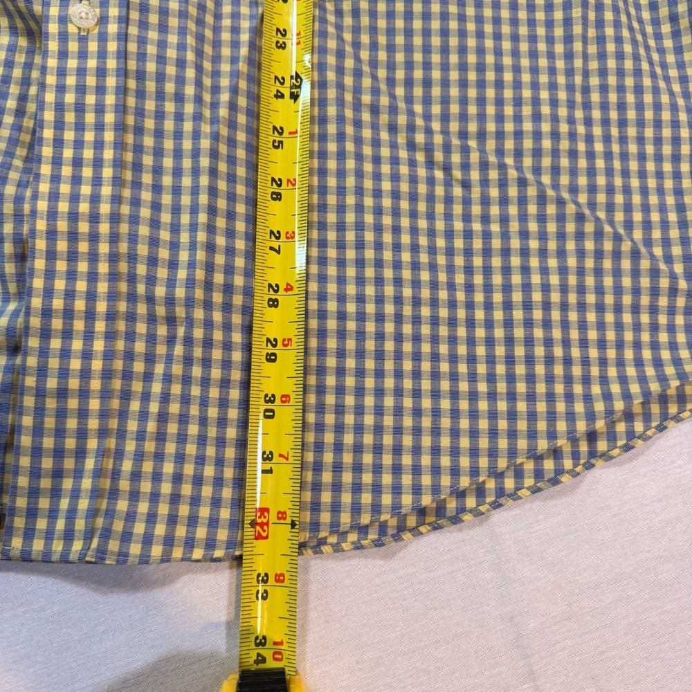 Brooks Brothers Button Down Mens XL Yellow/Blue Gingham Non-Iron Preppy Office - Picture 8 of 10